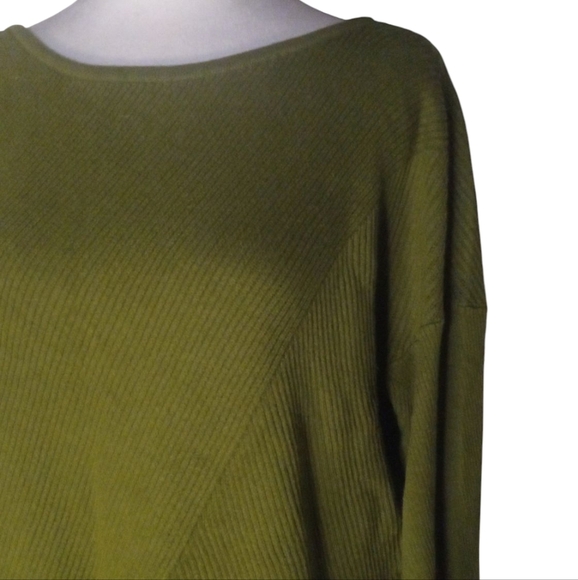 J. Jill Women's Moss Green Rib Knit Cotton Blend Sweater Size Medium - Picture 4 of 8